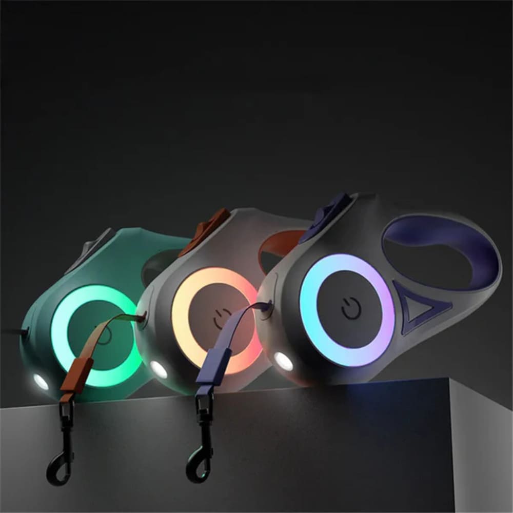 Correa Retráctil para Mascotas con Linterna LED Color Turquesa