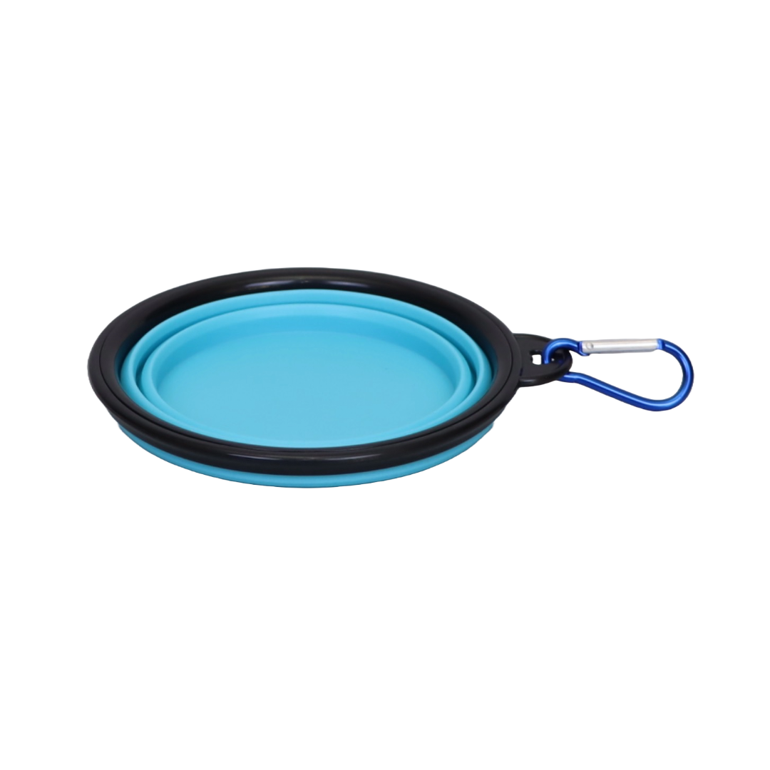 Plato Plegable Portátil con Gancho para Mascotas Color Celeste