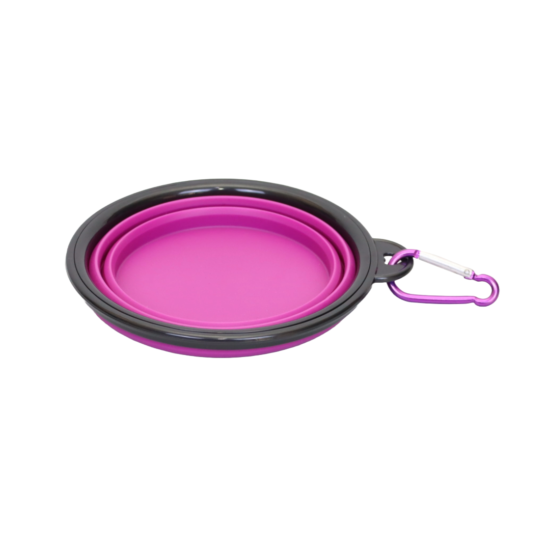 Plato Plegable Portátil con Gancho para Mascotas Color Morado