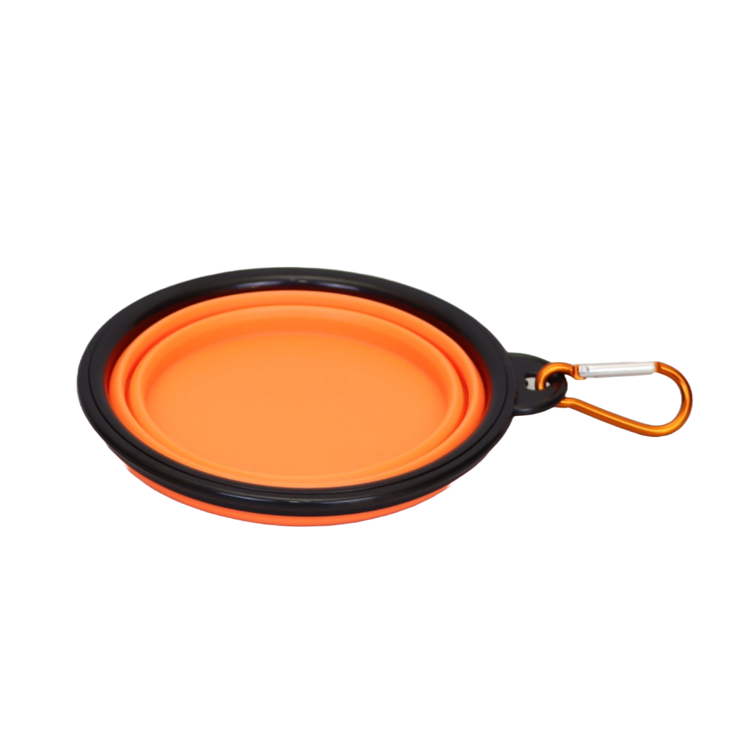 Plato Plegable Portátil con Gancho para Mascotas Color Naranja