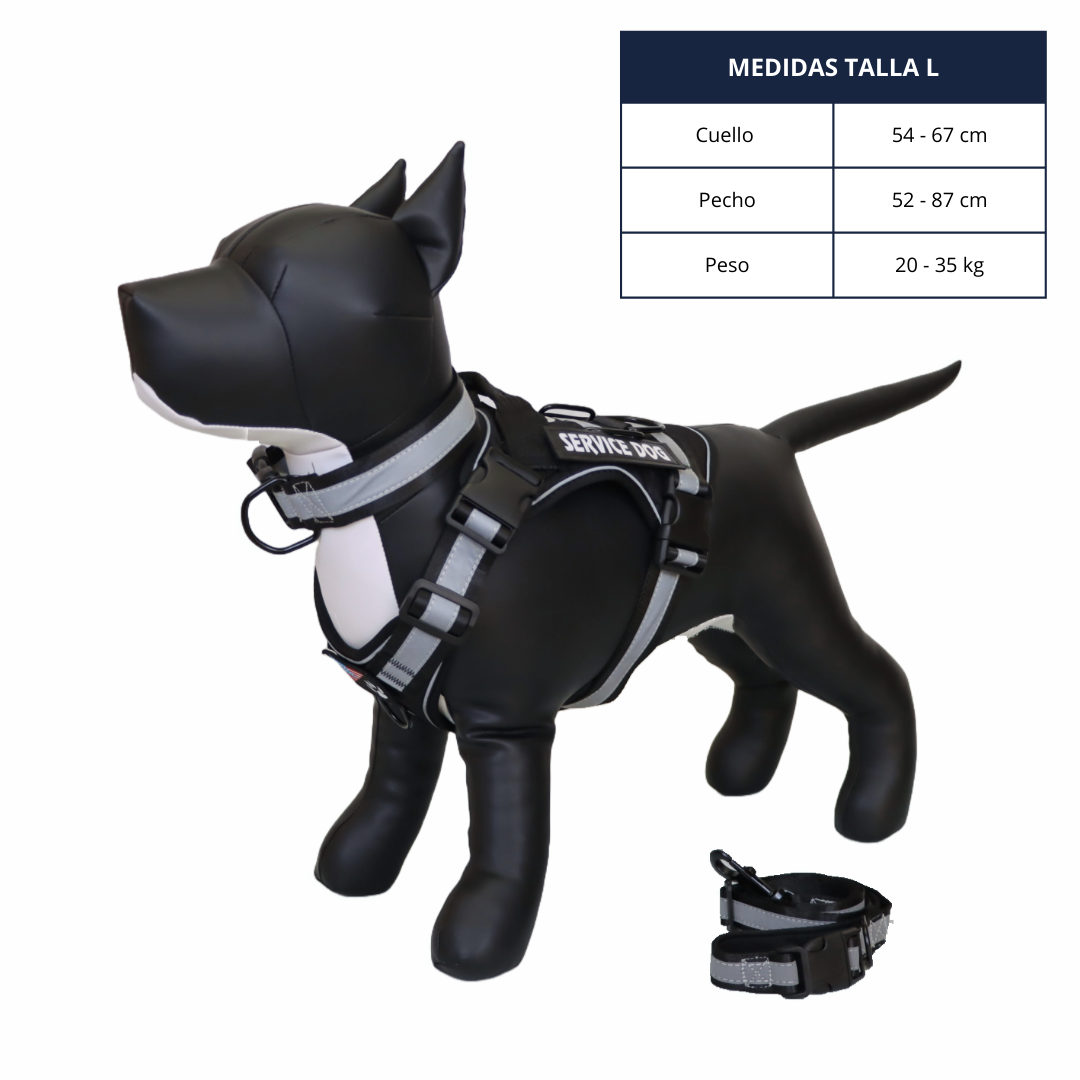 Collar y Pechera Táctica Reforzada para Perro - Color Negro, Talla L