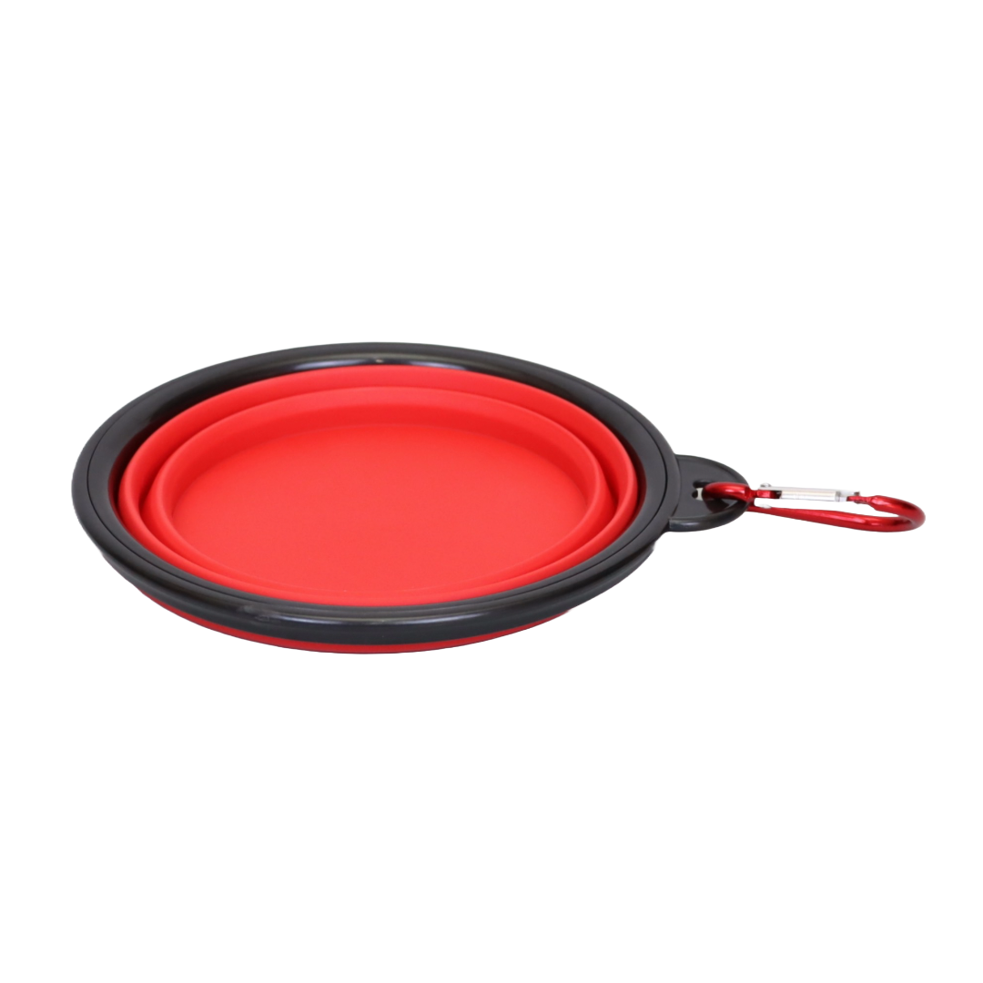 Plato Plegable Portátil con Gancho para Mascotas Color Rojo