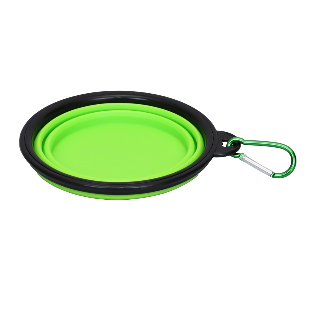 Plato Plegable Portátil con Gancho para Mascotas Color Verde
