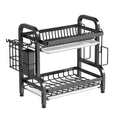 Escurridor de Dos Pisos para Platos de Acero Inoxidable Milan - Color Negro