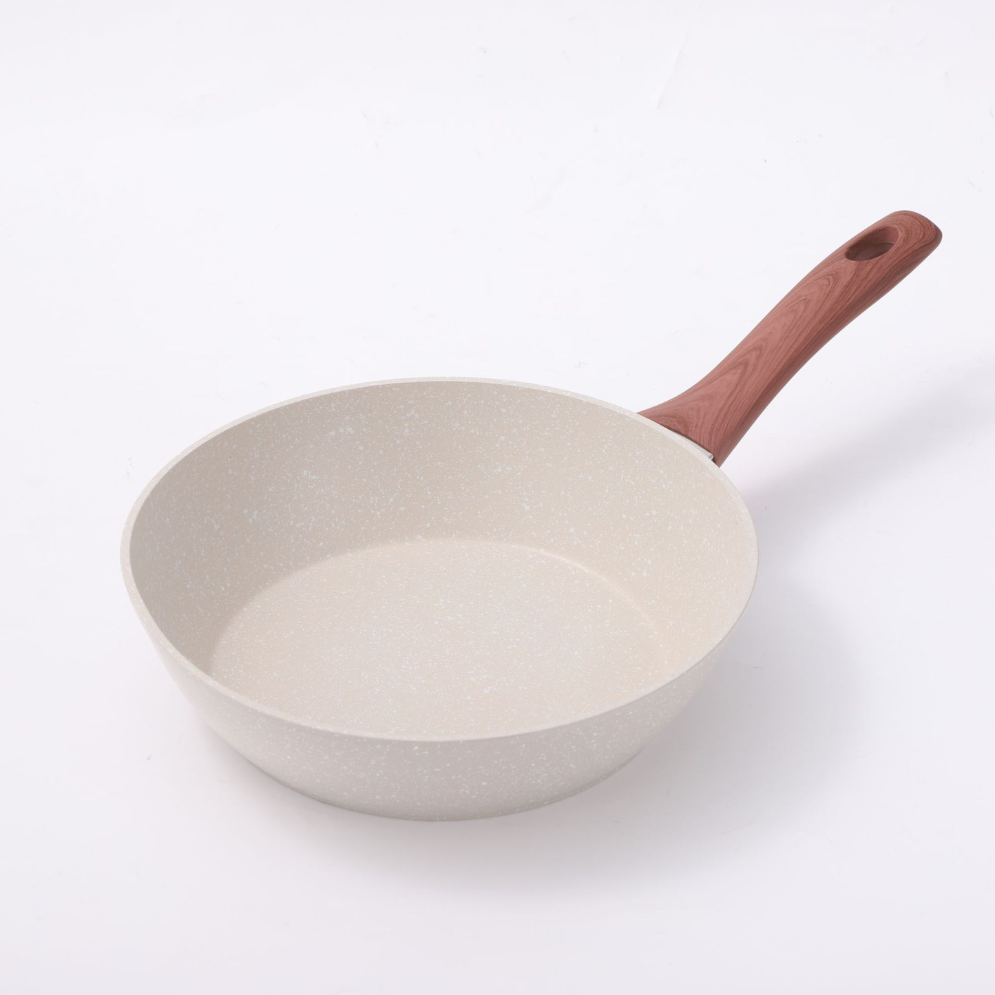 Sarten de Piedra Maifan Color Marfil Grande Asa de Madera 27 CM