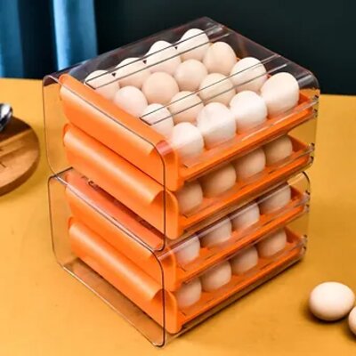 Organizador y Dispensador para 32 Huevos Color Naranja