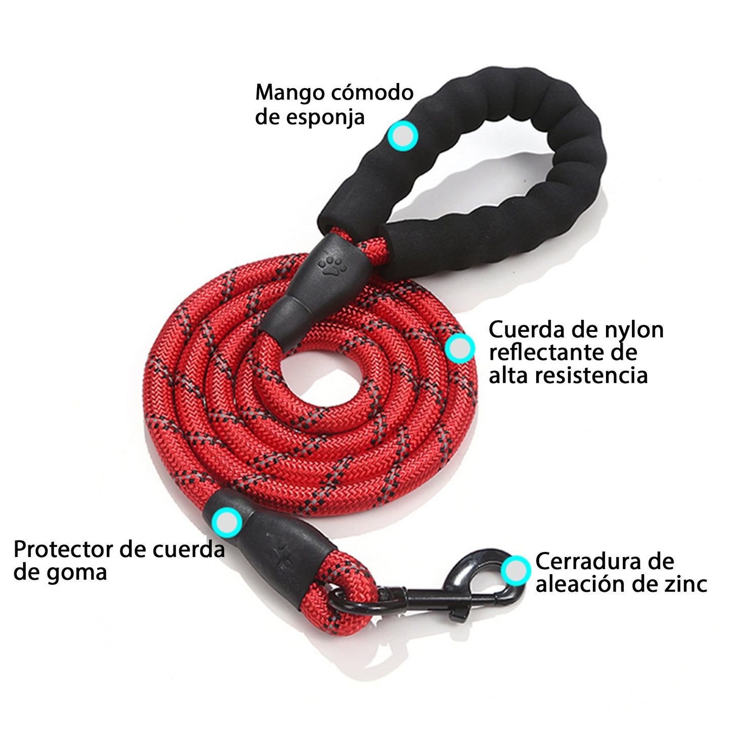 Correa Para Mascotas Reflectante, Duradera Y Cómoda Color Morado