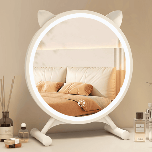 Espejo de Tocador con Luces LED y Orejas Color Blanco