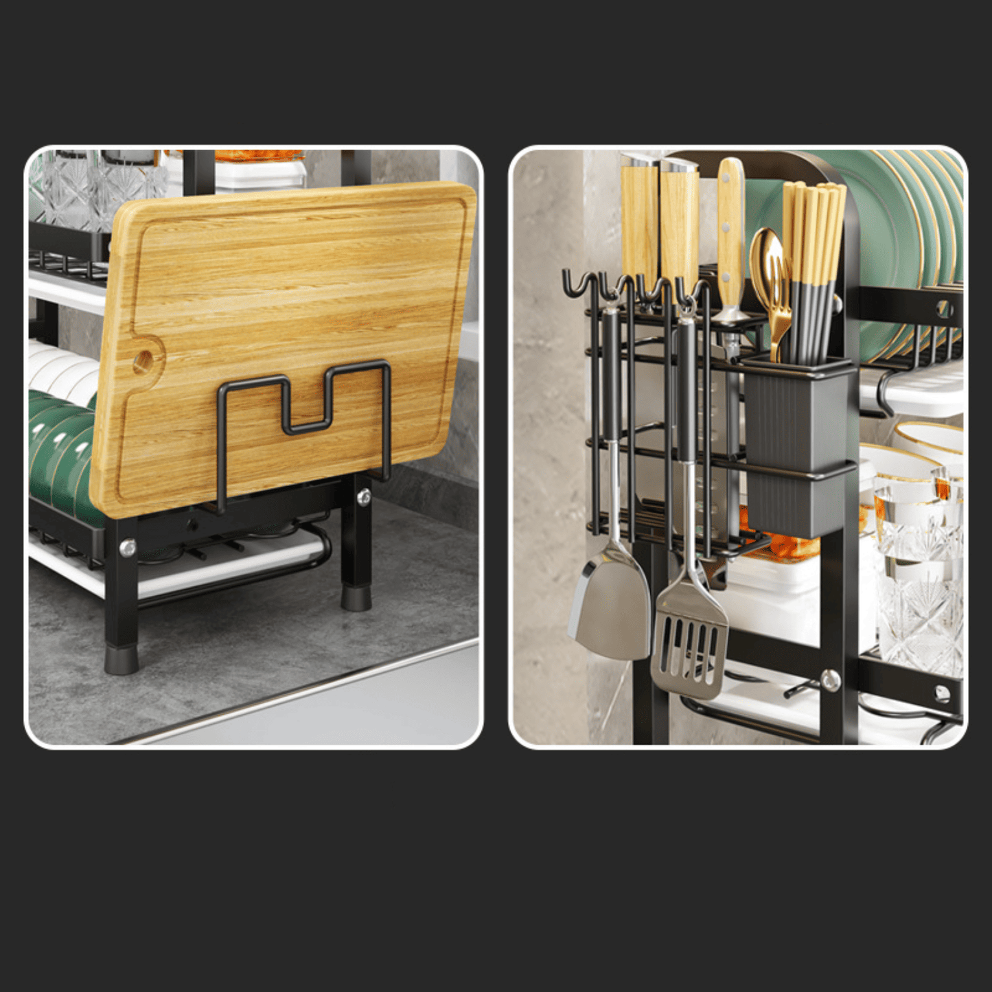 Escurridor de Dos Pisos para Platos de Acero Inoxidable Milan - Color Dorado