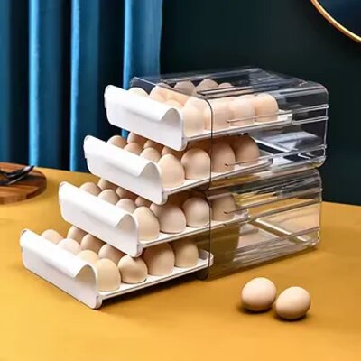 Organizador y Dispensador para 32 Huevos - Color Blanco
