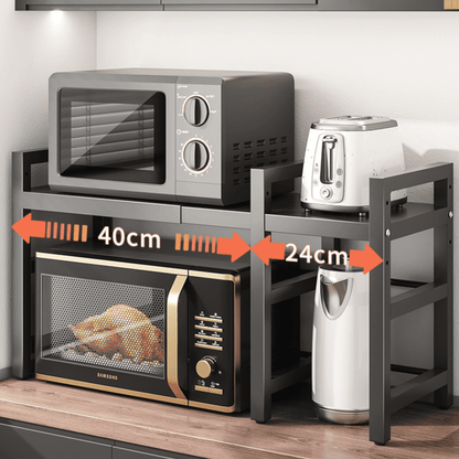 Mueble para Microondas Plegable Adaptable al Tamaño con Colgadores Negro
