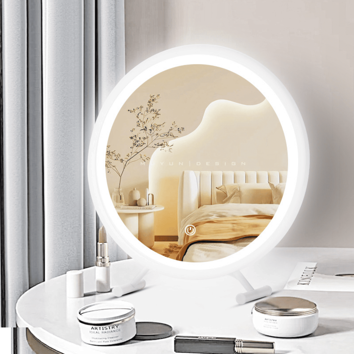 Espejo Tocador Redondo con Luz LED Blanco