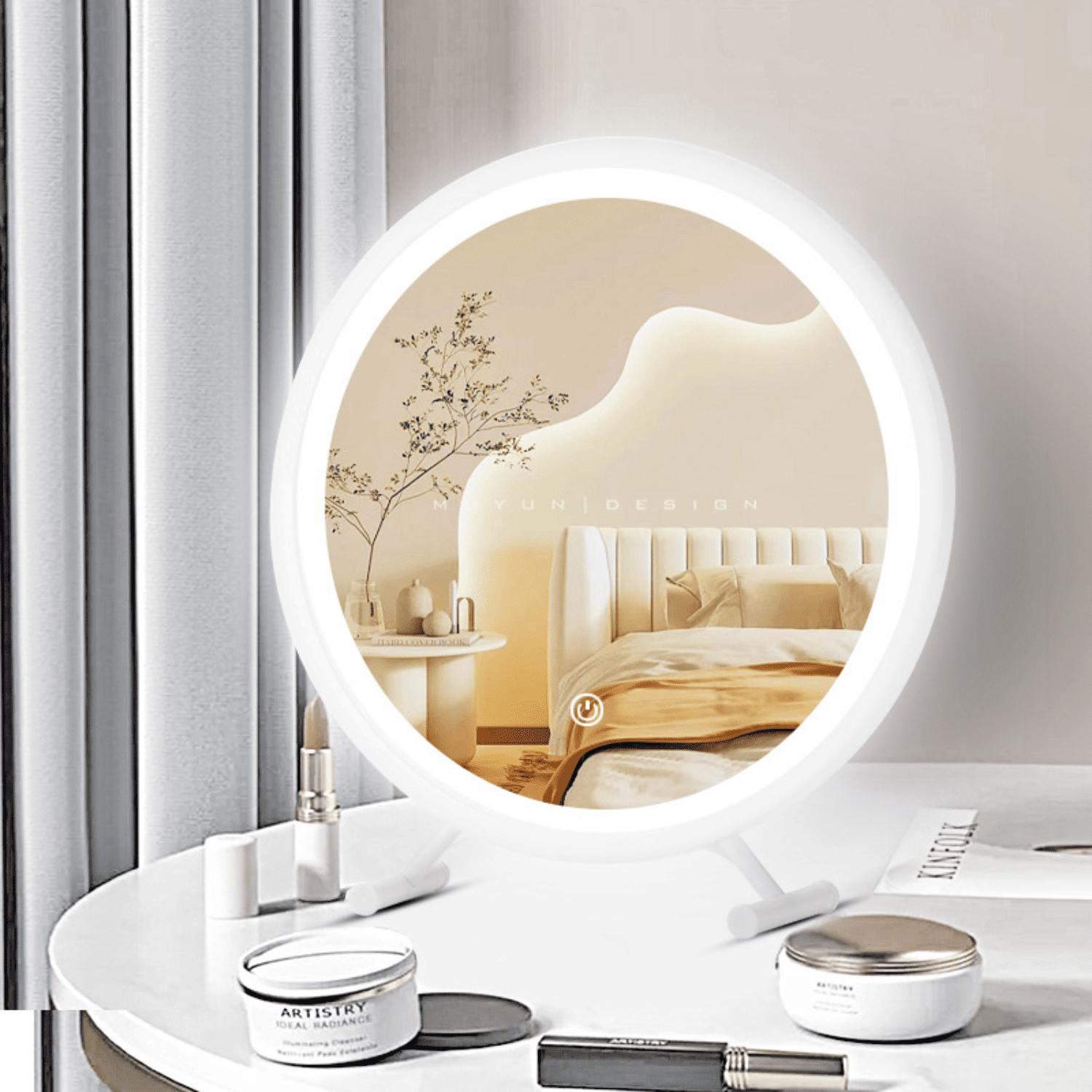 Espejo Tocador Redondo con Luz LED Blanco