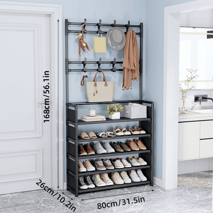 Zapatera Organizador 5 Niveles con Colgadores 80 CM Color Negro
