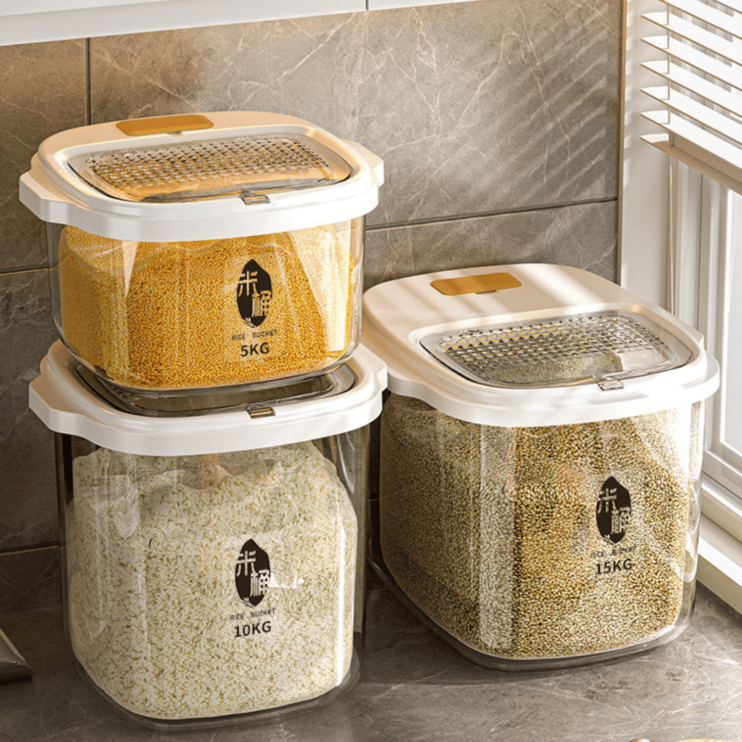 Contenedor Hermético de 15 Kilos a Prueba de Humedad Color Blanco