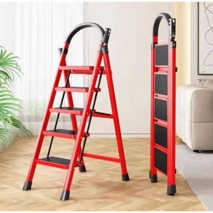 Escalera Tijera de Acero 1.50 M Multifuncional Plegable Roja/Negra