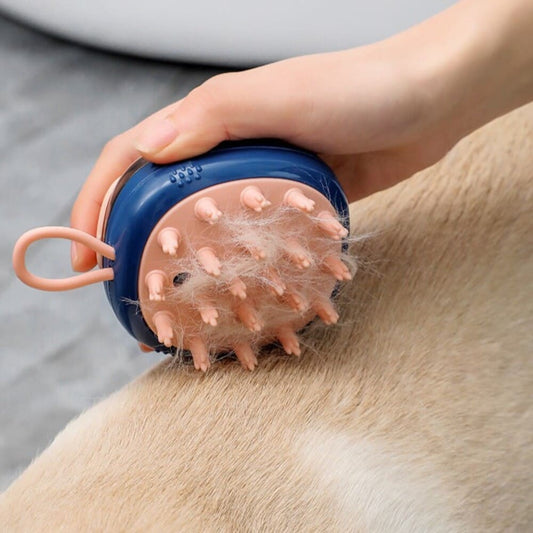 Cepillo de Baño para Perros con Dispensador de Jabón Color Azul
