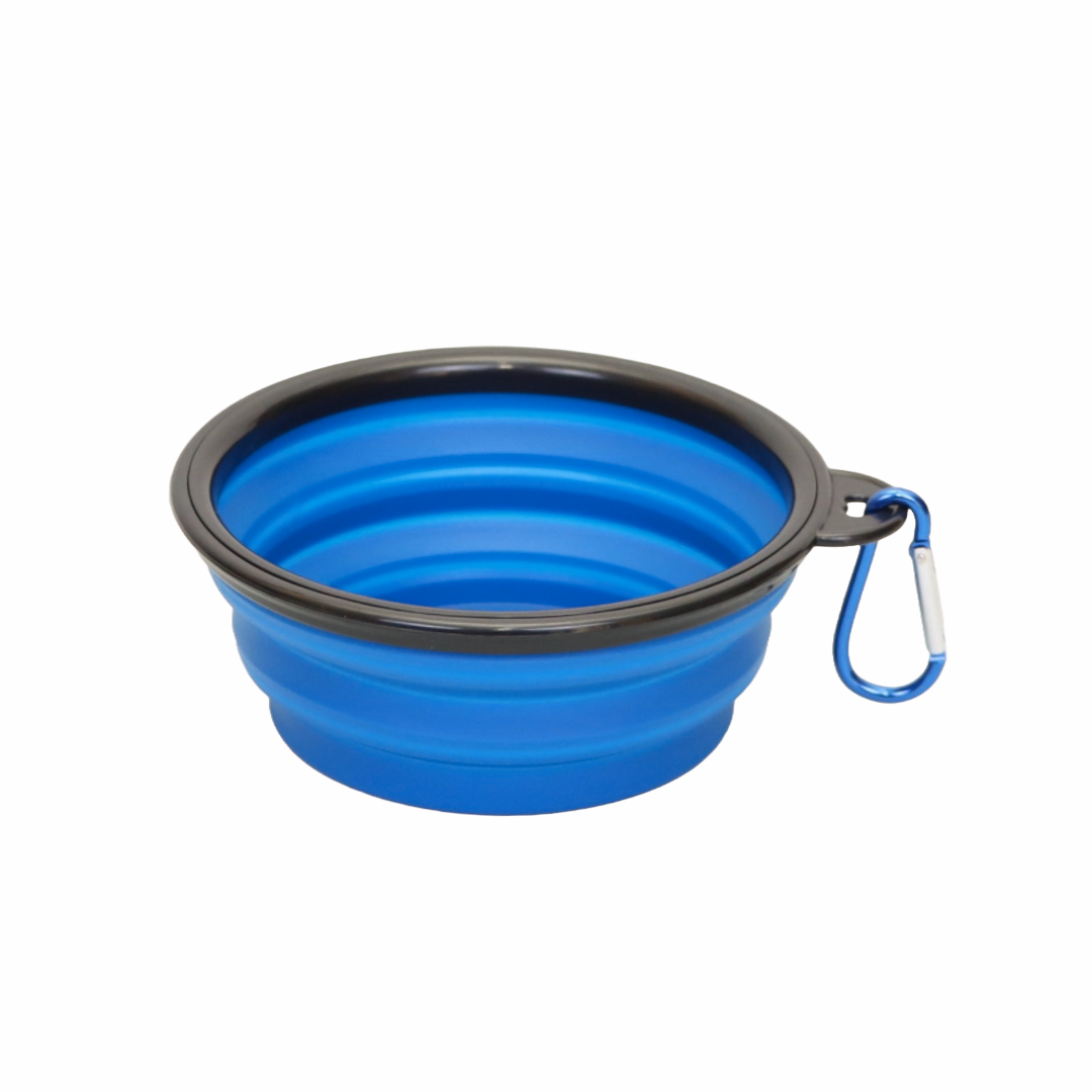 Plato Plegable Portátil con Gancho para Mascotas Color Azul