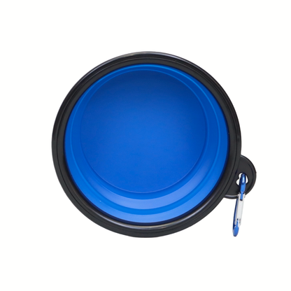 PLATO PLEGABLE PORTÁTIL CON GANCHO PARA MASCOTAS COLOR AZUL