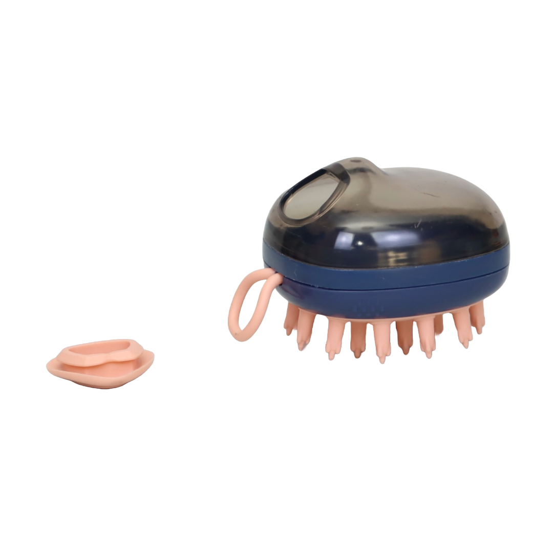 CEPILLO DE BAÑO PARA PERROS CON DISPENSADOR DE JABÓN COLOR AZUL
