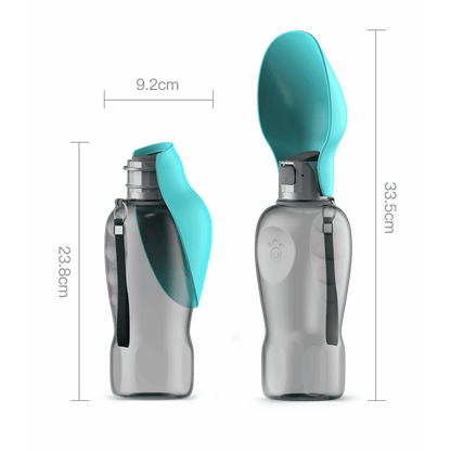Botella Para Perros Portátil De 800 ML Con Correa Color Verde Agua