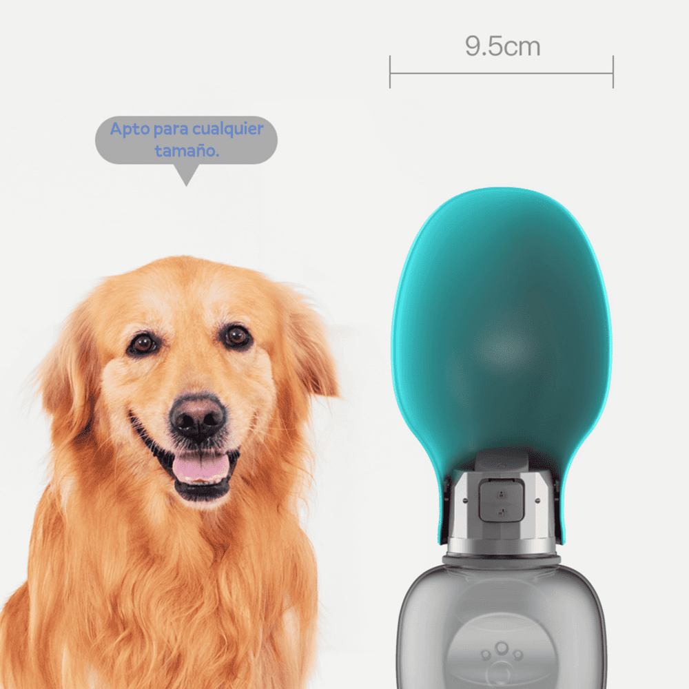 Botella Para Perros Portátil De 800 ML Con Correa Color Verde Agua