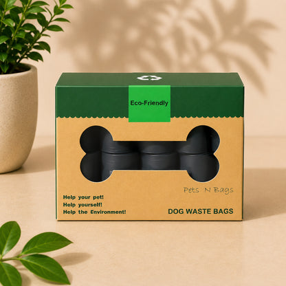 PAQUETE DE 16 ROLLOS DE BOLSAS BIODEGRADABLES COLOR NEGRO + DISPENSADOR