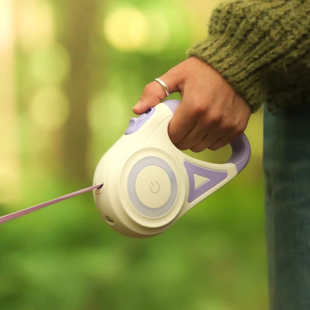 Correa Retráctil para Mascotas con Linterna LED Color Turquesa
