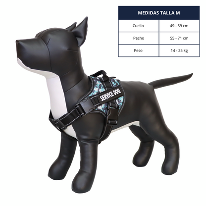Arnés de Servicio Extra Doble para Perro - Color Azul Camuflado Talla M