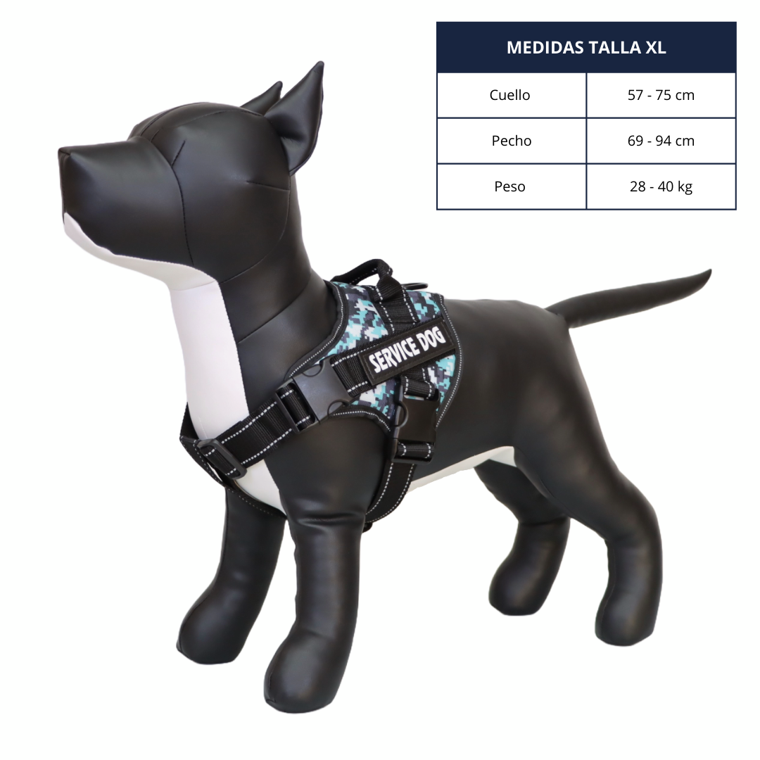 Arnés de Servicio Extra Doble para Perro Color Azul Camuflado Talla XL