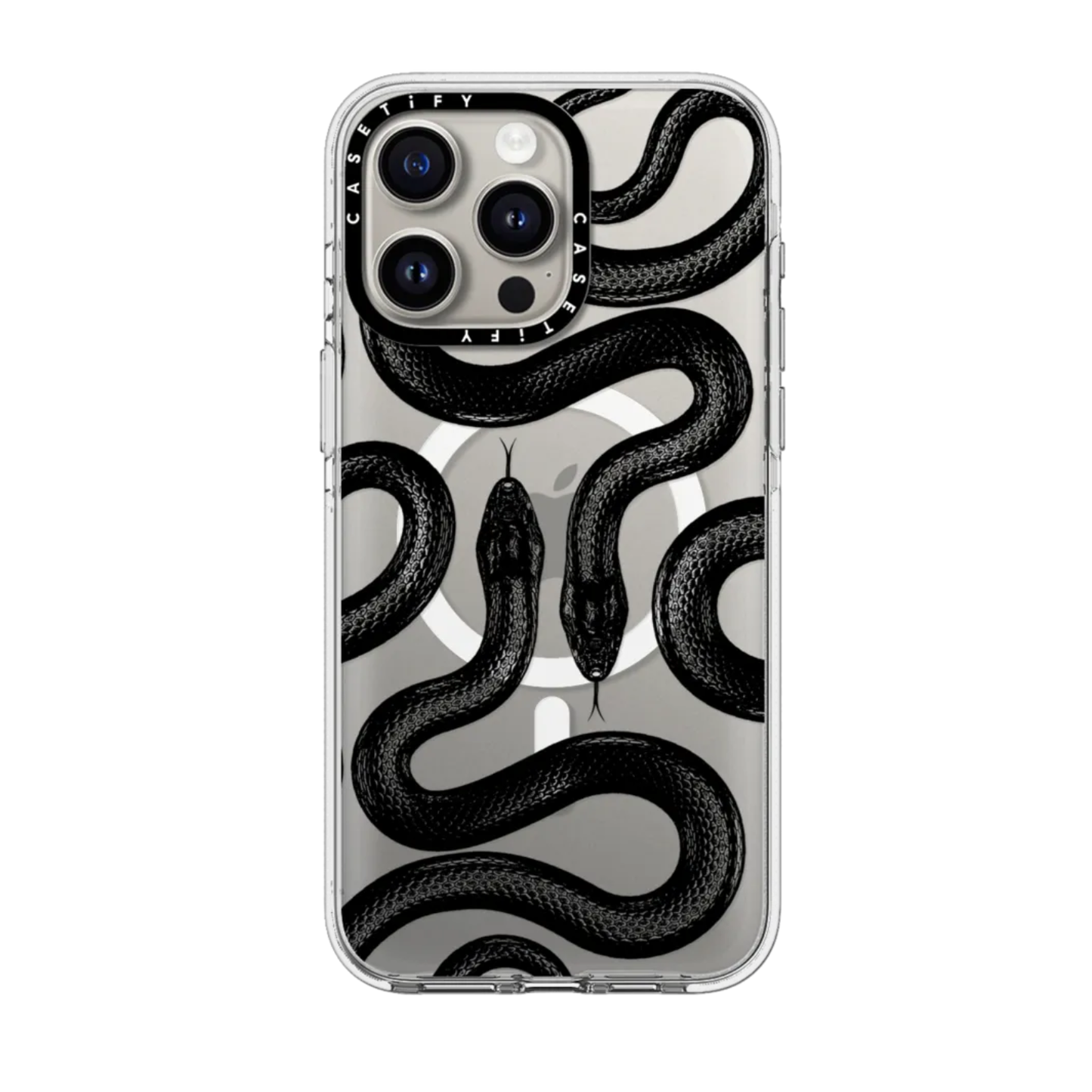 Case CASETIFY Black Kingsnake Clear Case con MAGSAFE - IPHONE 14 Pro