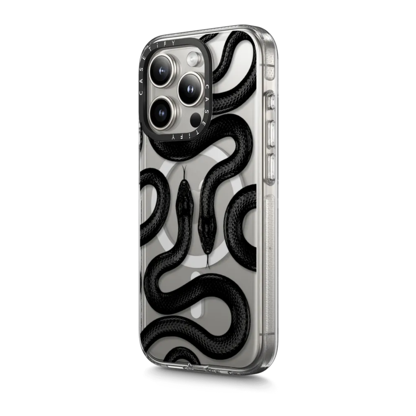 Case CASETIFY Black Kingsnake Clear Case con MAGSAFE - IPHONE 14 Pro