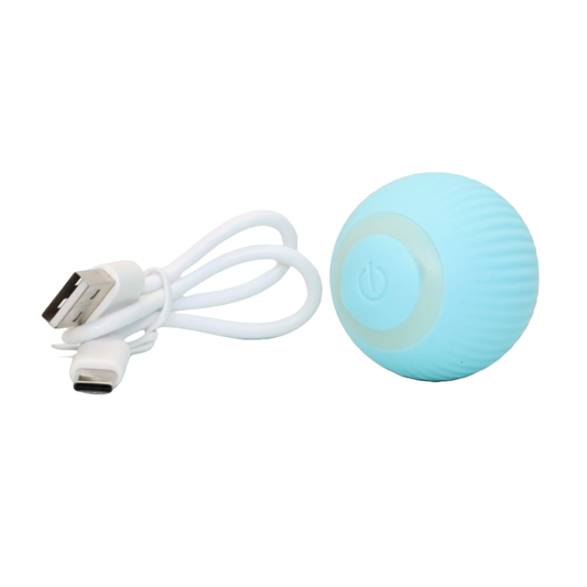 PELOTA INTELIGENTE, GIRATORIA E INTERACTIVA PARA GATOS COLOR CELESTE