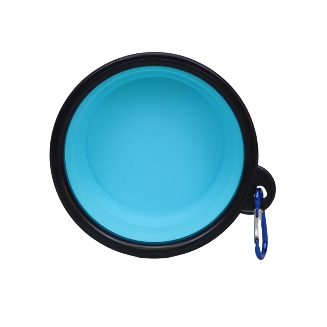 PLATO PLEGABLE PORTÁTIL CON GANCHO PARA MASCOTAS COLOR CELESTE