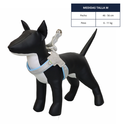 ARNÉS PARA PERRO EN FORMA DE Y - COLOR CELESTE, TALLA M