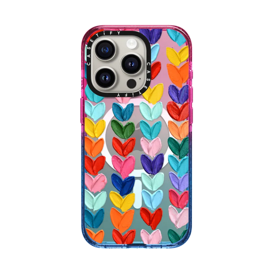 Case CASETIFY Clear Polka Daub Hearts con MAGSAFE - IPHONE 14 Pro