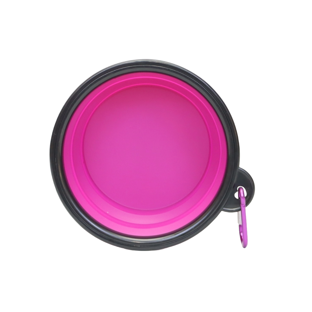 PLATO PLEGABLE PORTÁTIL CON GANCHO PARA MASCOTAS COLOR MORADO