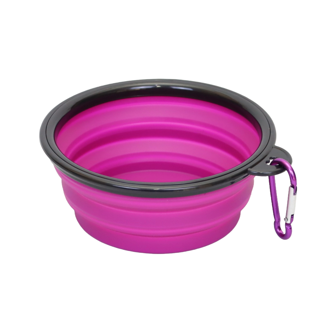 Plato Plegable Portátil con Gancho para Mascotas Color Morado