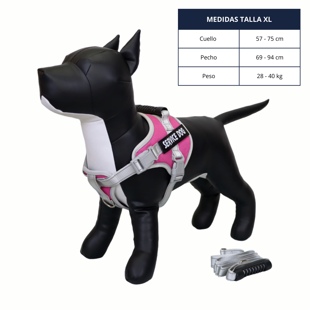 Pechera Reflectante Con Asa Y Collar Para Perro - Color Fucsia, Talla XL