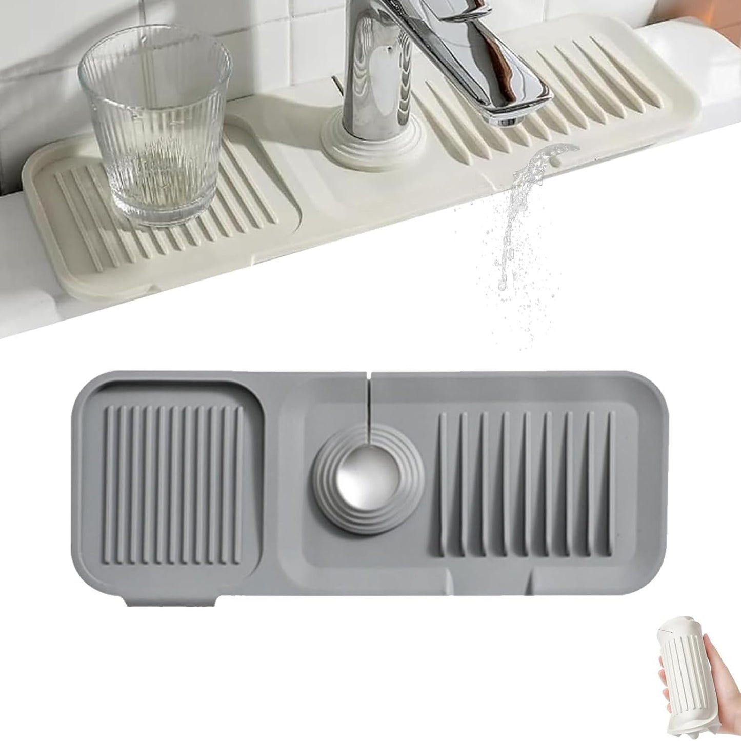 Alfombrilla Protectora Delgada De Silicona De 37 cm Para Lavadero - Color Gris