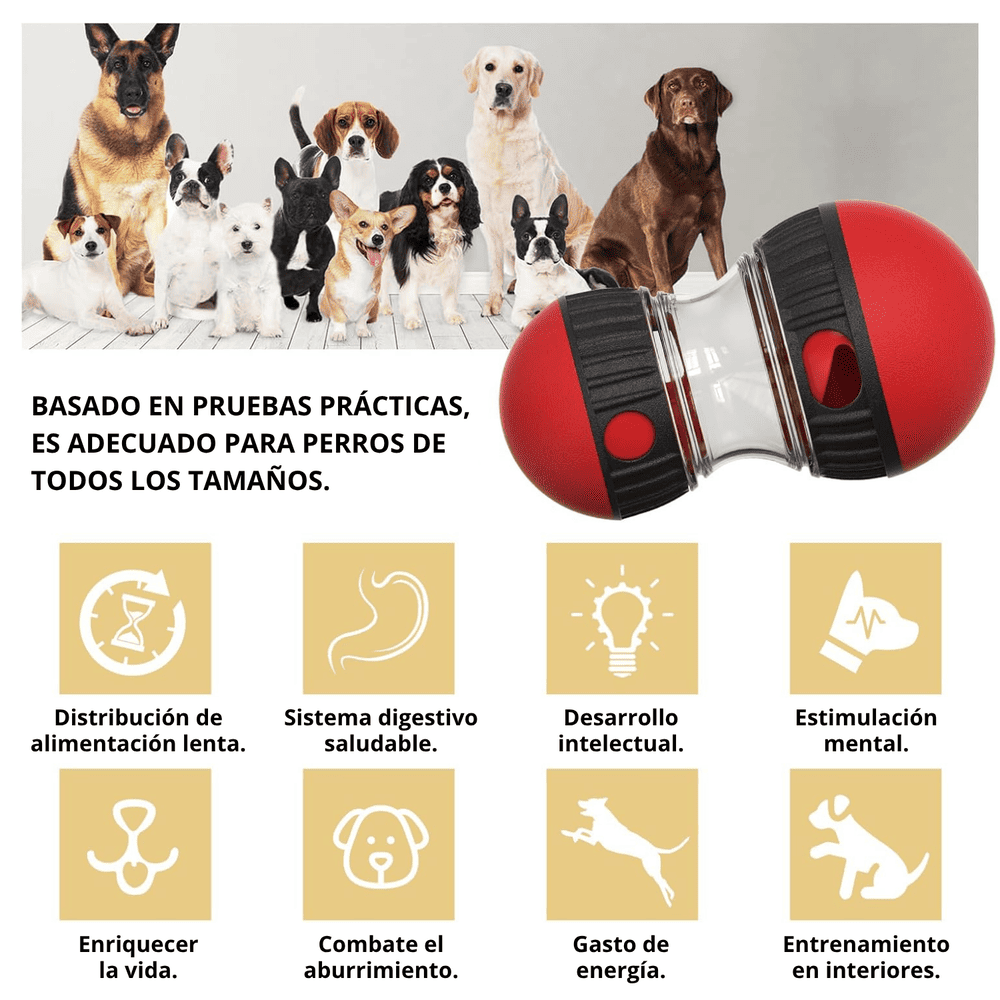 Juguete Interactivo y Dispensador de Premios para Perros Color Rojo y Negro