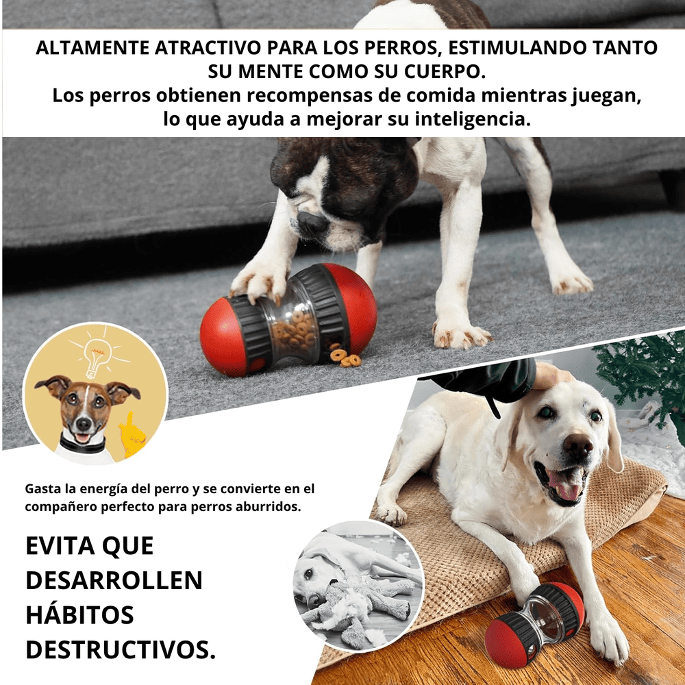 Juguete Interactivo y Dispensador de Premios para Perros Color Rojo y Negro