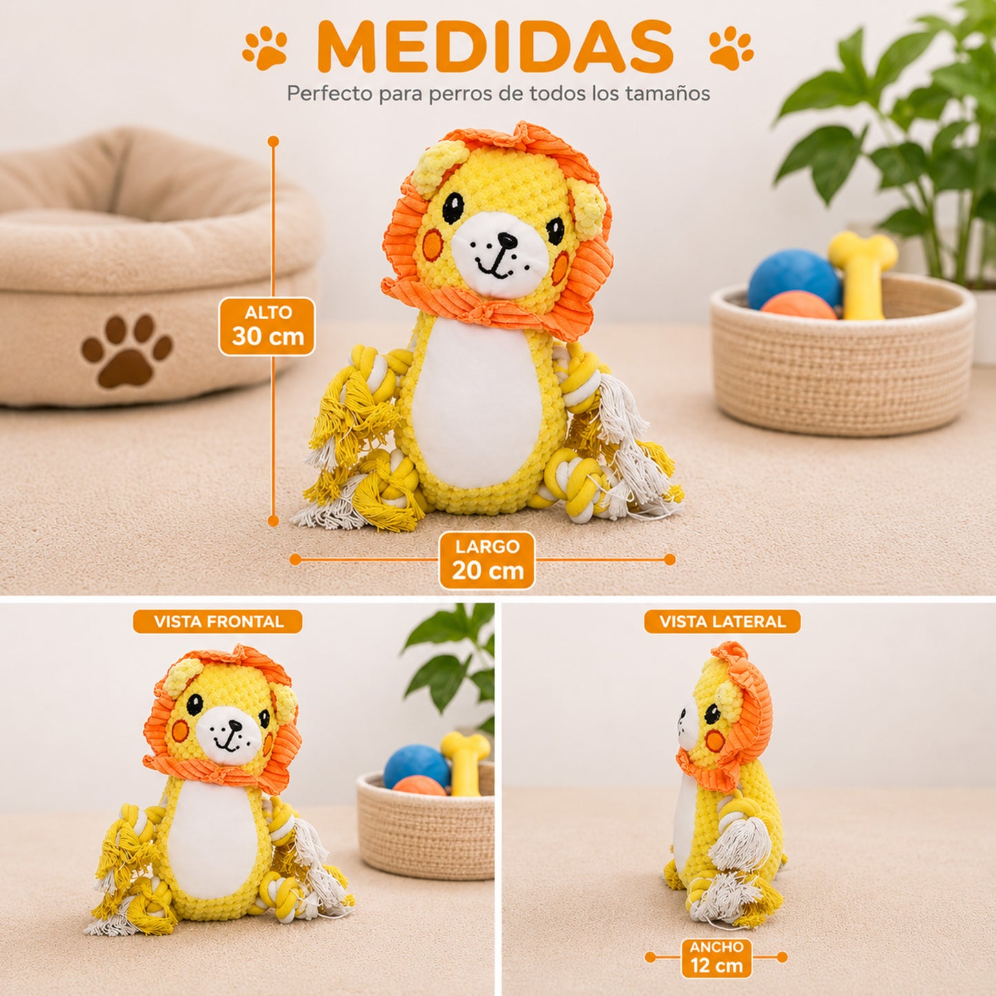 Peluche Tipo Soga para Perro Modelo León