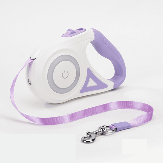 Correa Retráctil para Mascotas con Linterna LED Color Morado