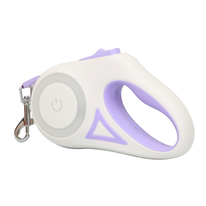 CORREA RETRÁCTIL PARA MASCOTAS CON LINTERNA LED COLOR MORADO