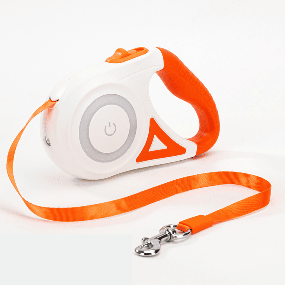 Correa Retráctil para Mascotas con Linterna LED Color Naranja