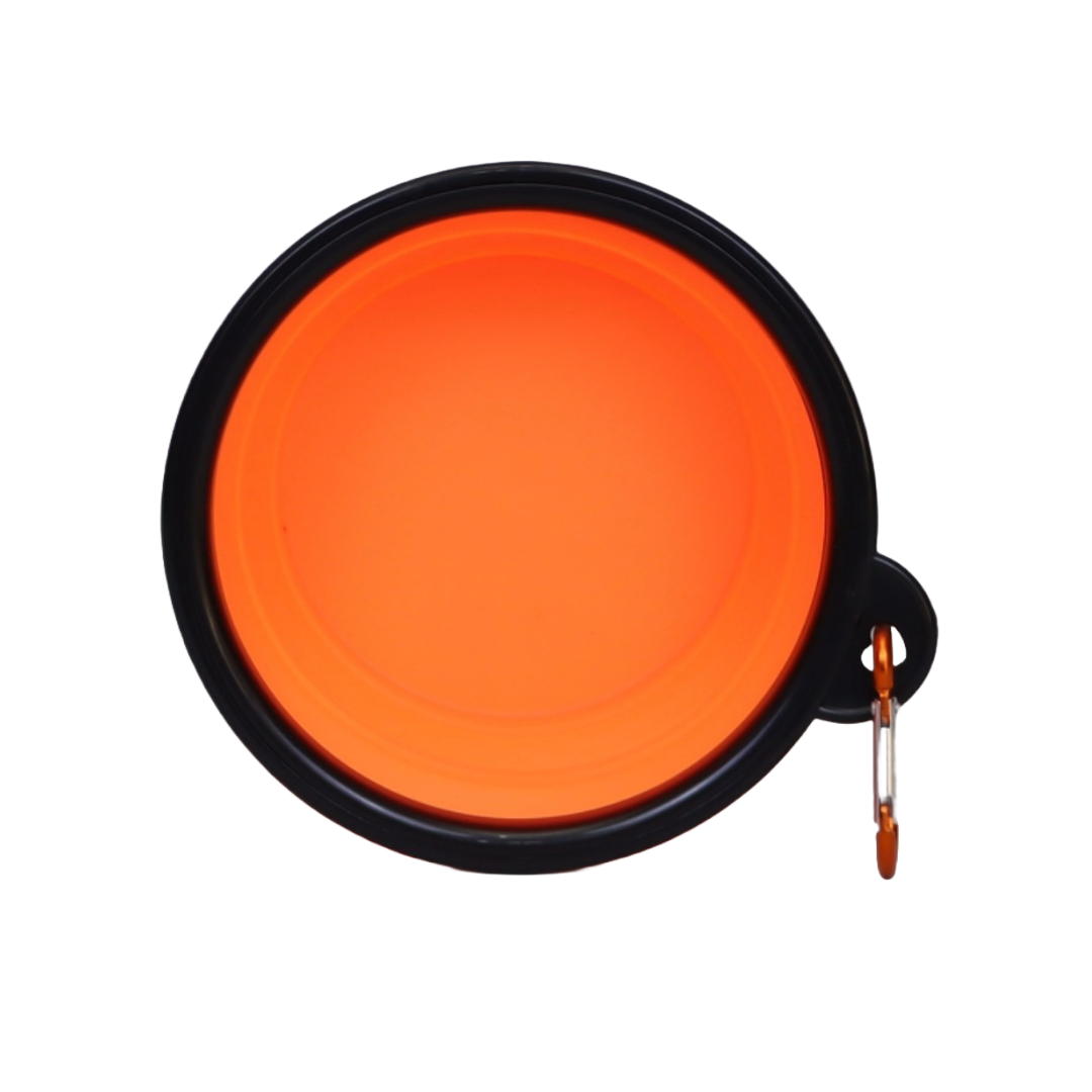 PLATO PLEGABLE PORTÁTIL CON GANCHO PARA MASCOTAS COLOR NARANJA