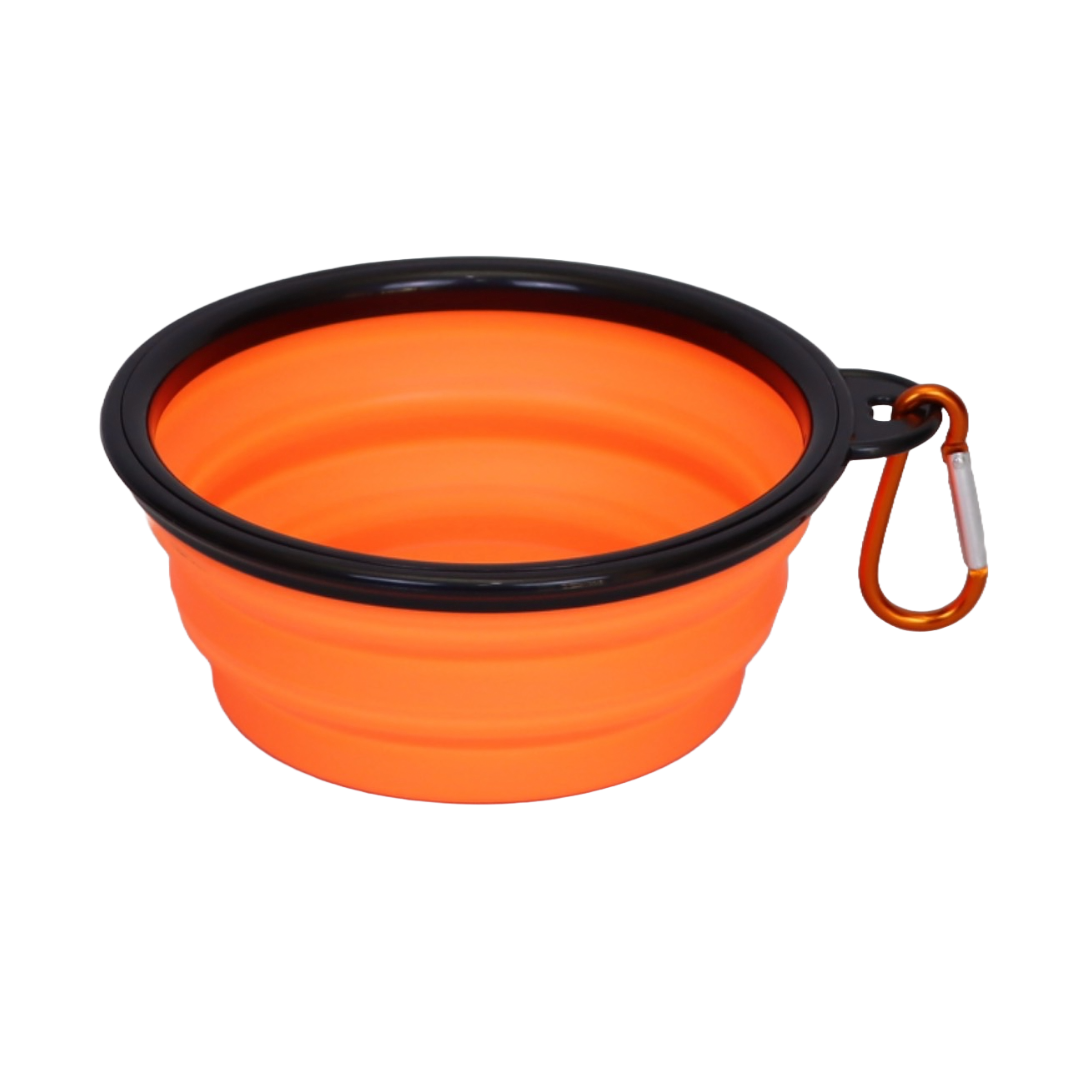 Plato Plegable Portátil con Gancho para Mascotas Color Naranja