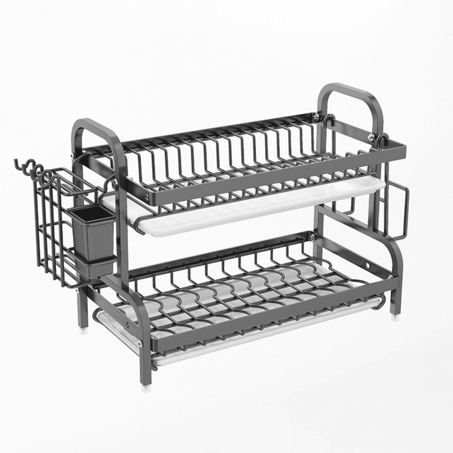 Escurridor de Dos Pisos para Platos de Acero Inoxidable Roma - Negro