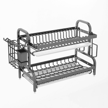 Escurridor de Dos Pisos para Platos de Acero Inoxidable Roma - Negro